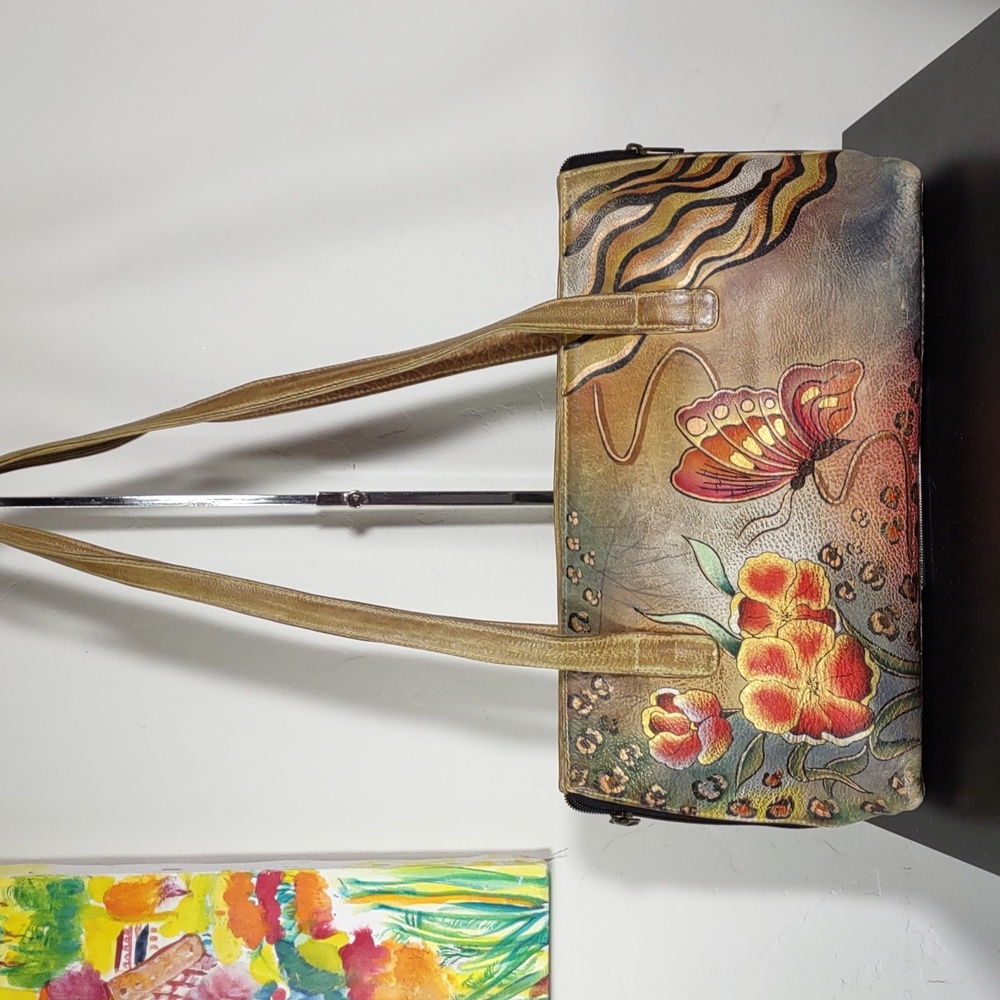 Vintage Anushka Hand Painted Leather Shoulder Bag